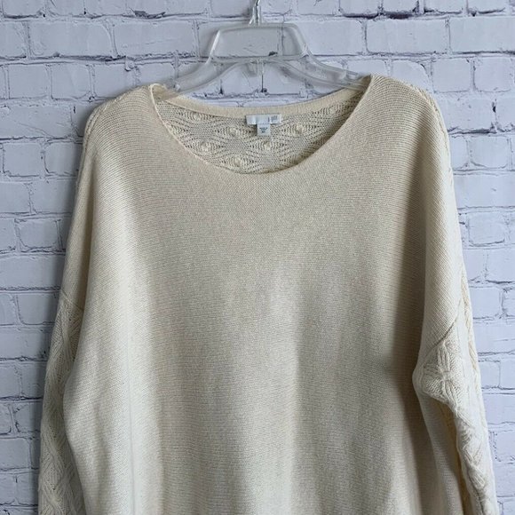 J. Jill Ivory Sweater Pullover Size M/L Cable Knit - Picture 4 of 6